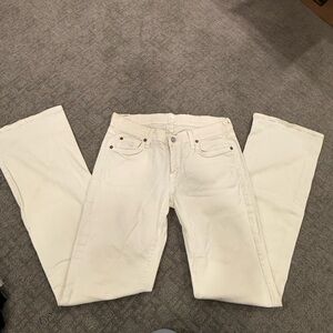 7 For All Mankind Women's Cream Straight Leg Jeans